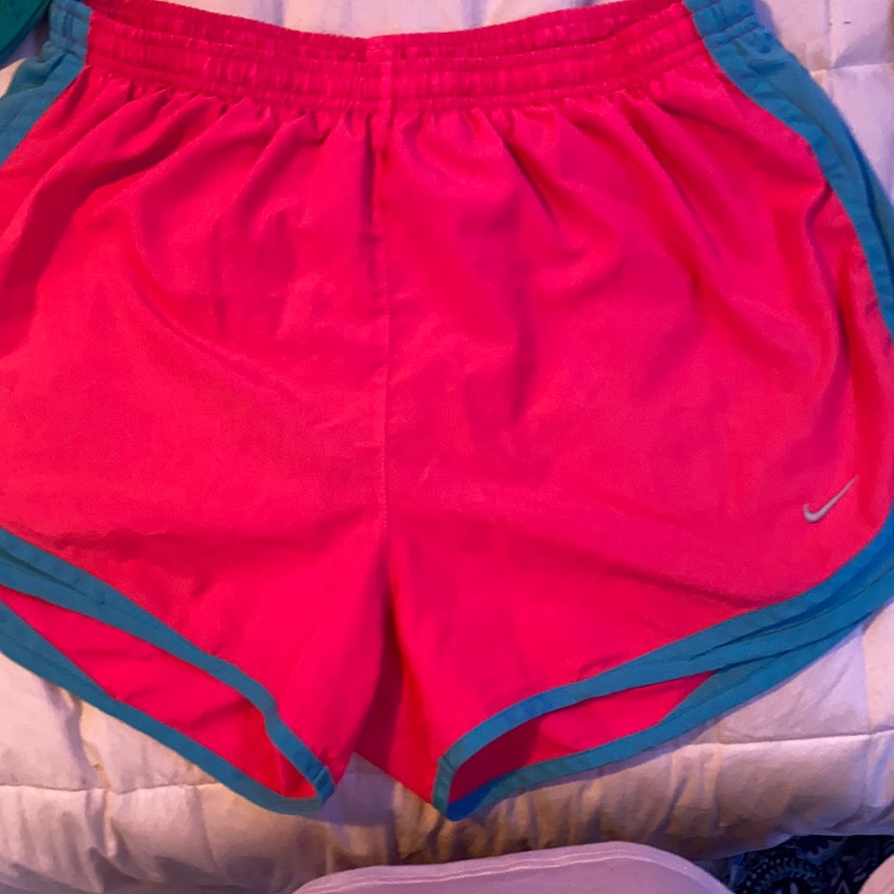 blue and pink nike shorts large